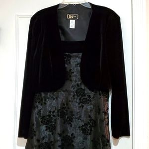 Long Black dress with velvet jacket by Night Way